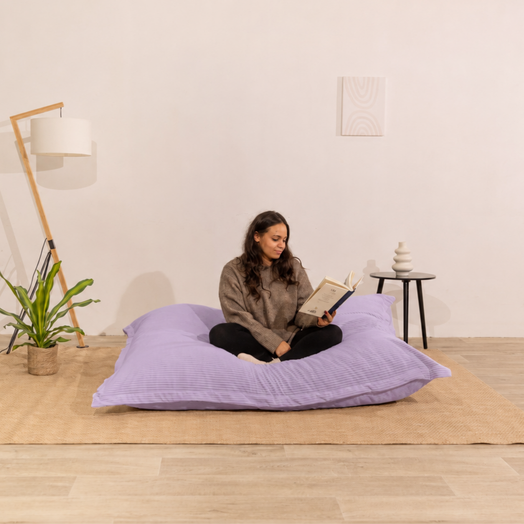 Pouf Velours Côtelé Déhoussable - 140x180 Cm