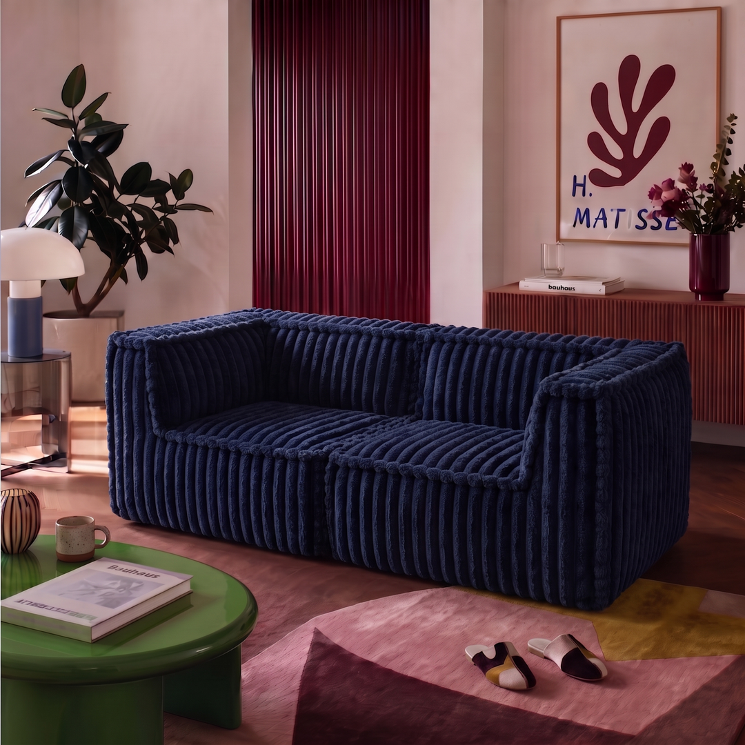 Canapé modulable 2 places déhoussable - Fourrure côtelée - 90x180 cm