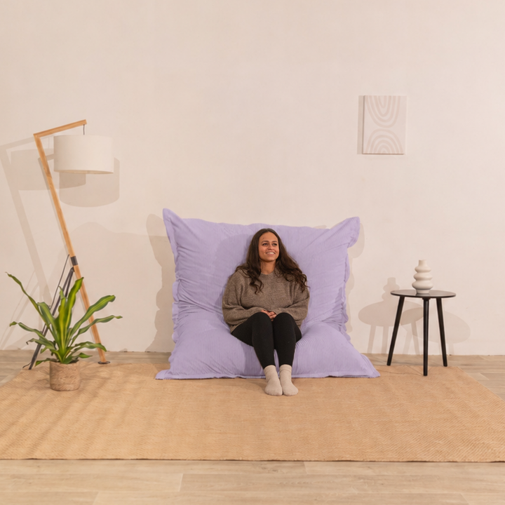 Pouf Velours Côtelé Déhoussable - 140x180 Cm