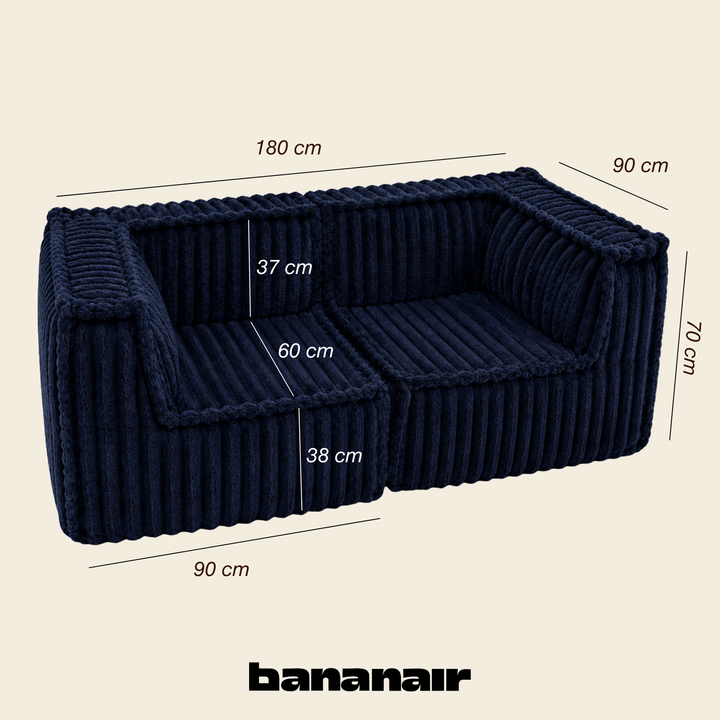 Canapé modulable 2 places déhoussable - Fourrure côtelée - 90x180 cm