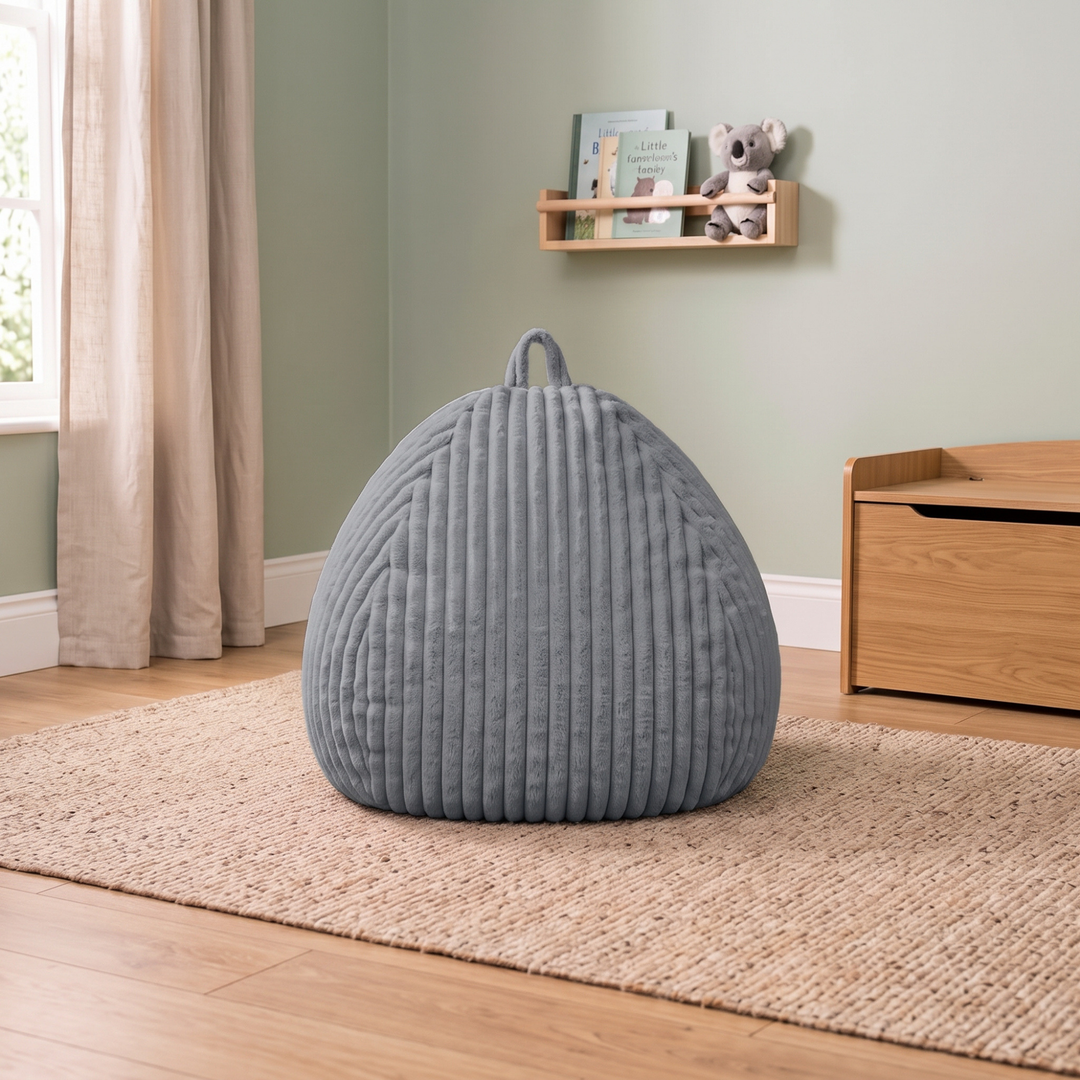 Pouf Poire Fourrure Côtelée Déhoussable - 80x70 Cm