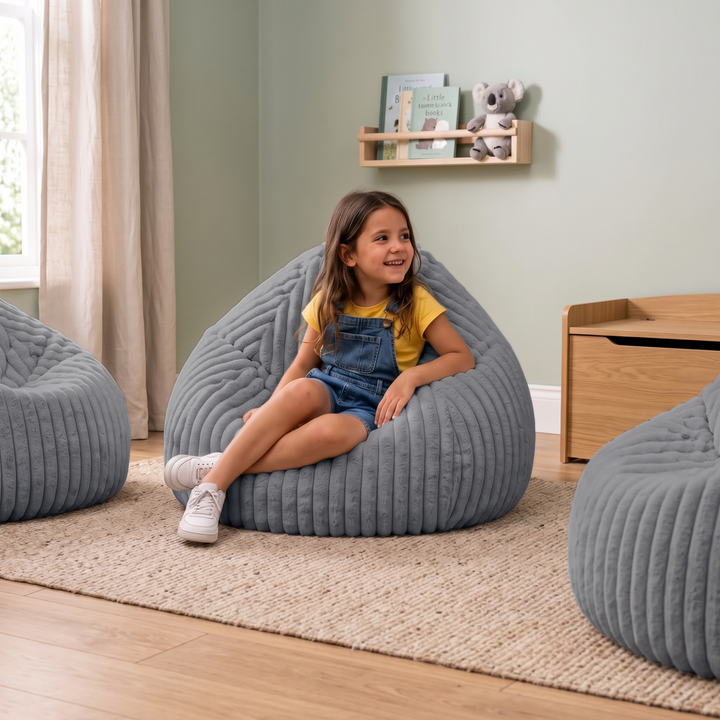 Pouf Poire Fourrure Côtelée Déhoussable - 80x70 Cm