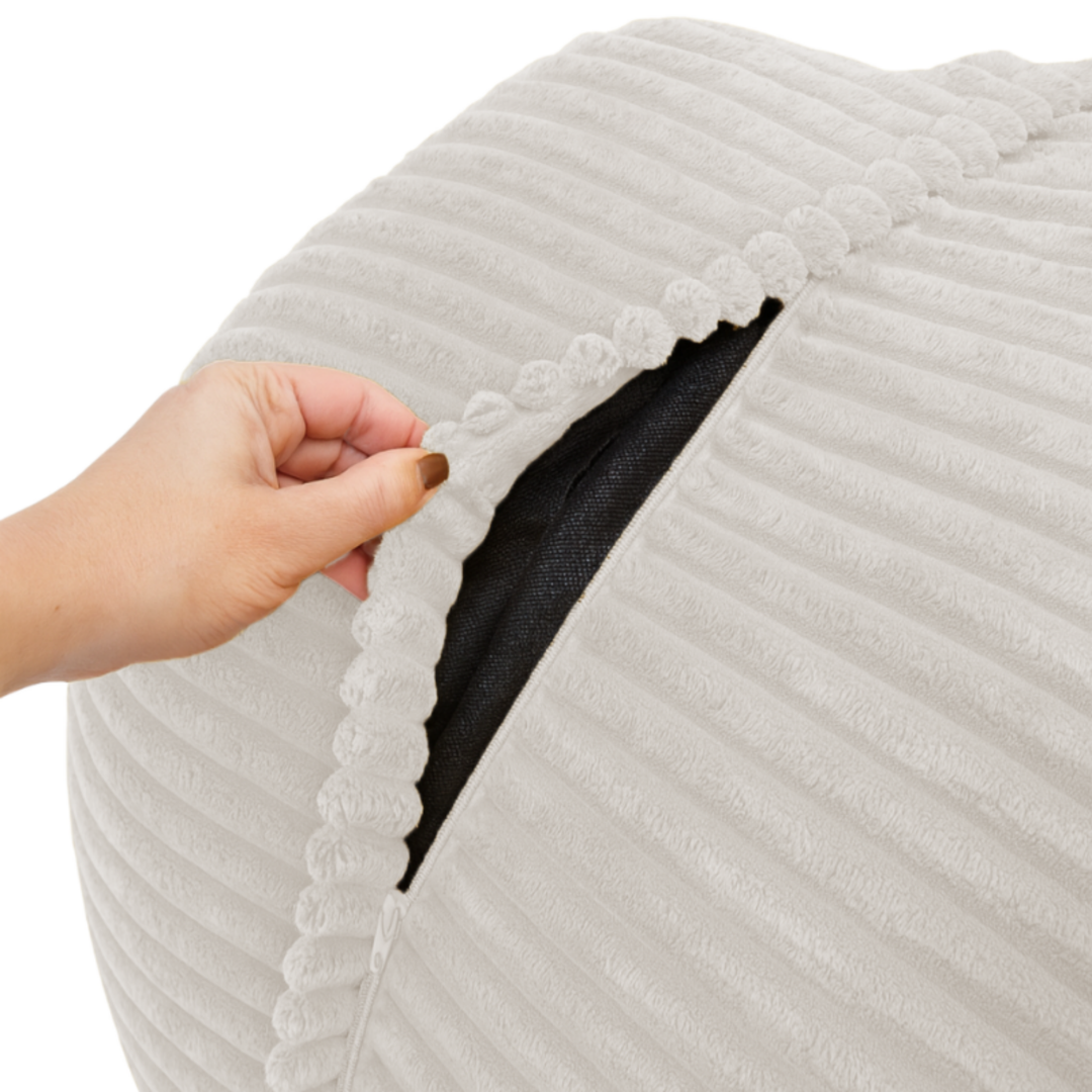 Pouf XXL Déhoussable En Velours Côtelé - 110 X 100 Cm