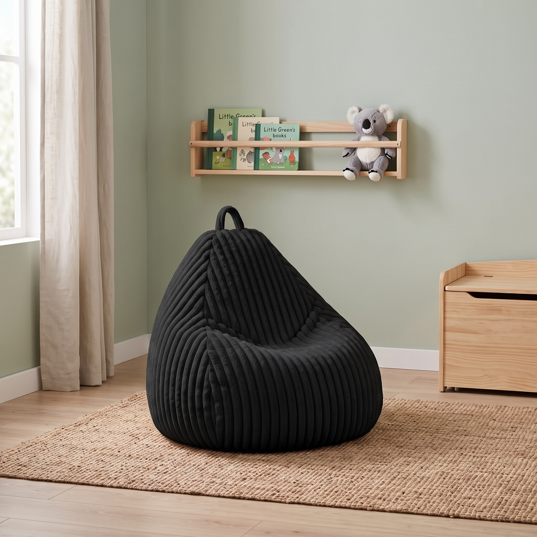 Pouf Poire Fourrure Côtelée Déhoussable - 80x70 Cm