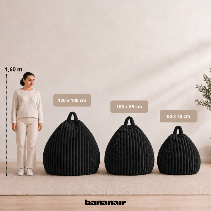 Pouf Poire Fourrure Côtelée Déhoussable - 80x70 Cm