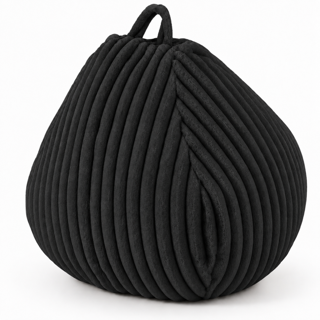 Pouf Poire Fourrure Côtelée Déhoussable - 80x70 Cm