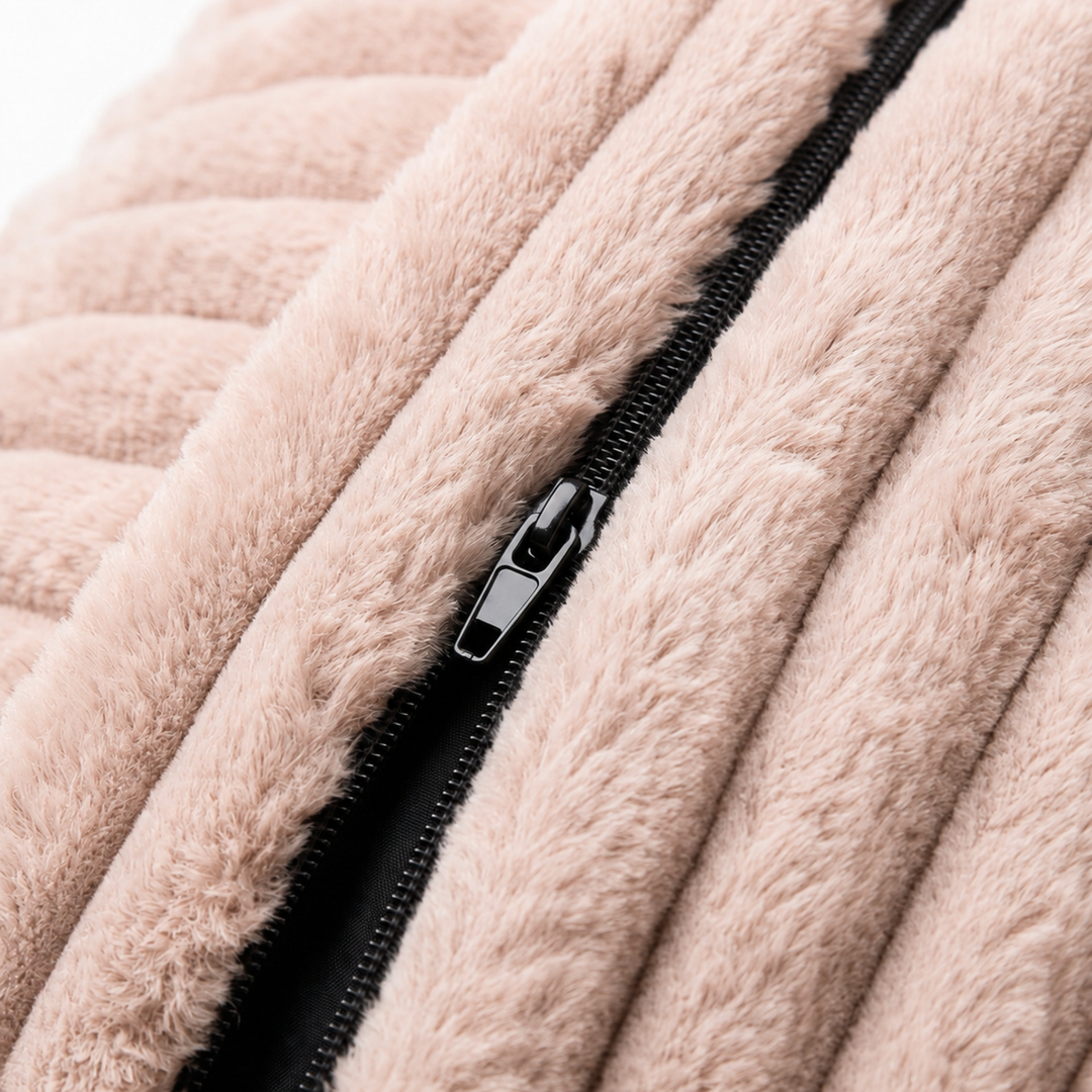 Pouf long géant déhoussable - Fourrure côtelée - 160 cm