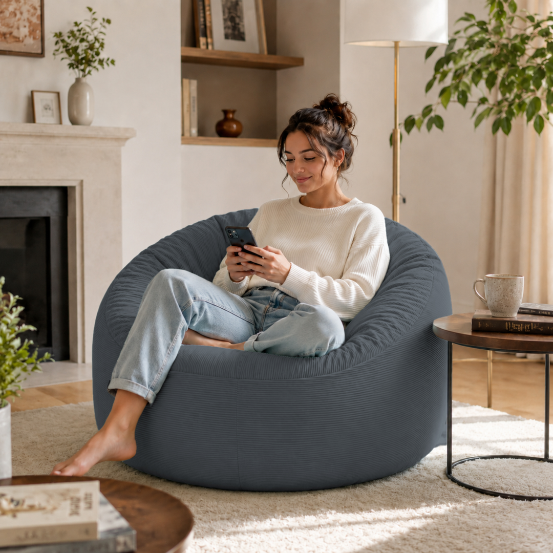 Pouf Velours Côtelé - 100 Cm