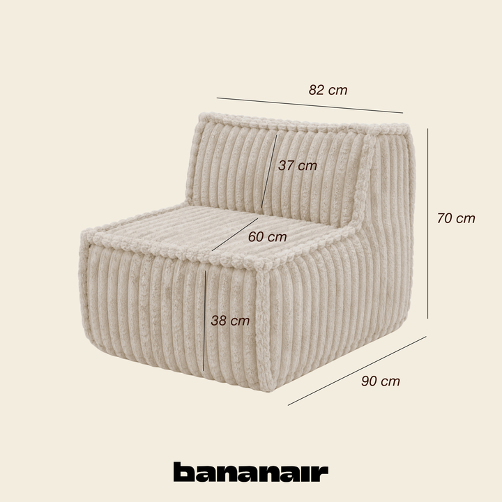 Module central déhoussable - Pour canapé modulable - Fourrure côtelée - 90x82 cm