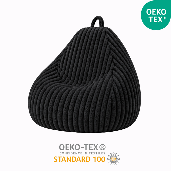 Pouf Poire Fourrure Côtelée Déhoussable - 80x70 Cm