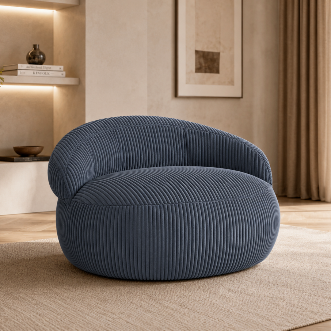 Pouf XXL Déhoussable En Velours Côtelé - 110 X 100 Cm