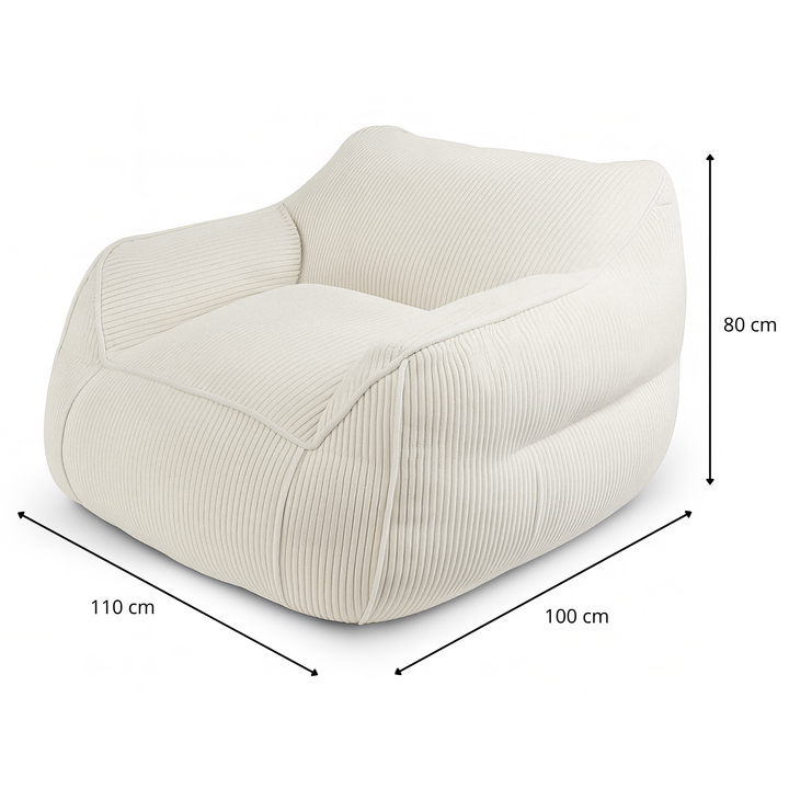 Pouf Fauteuil Velours Côtelé - 100x110 Cm