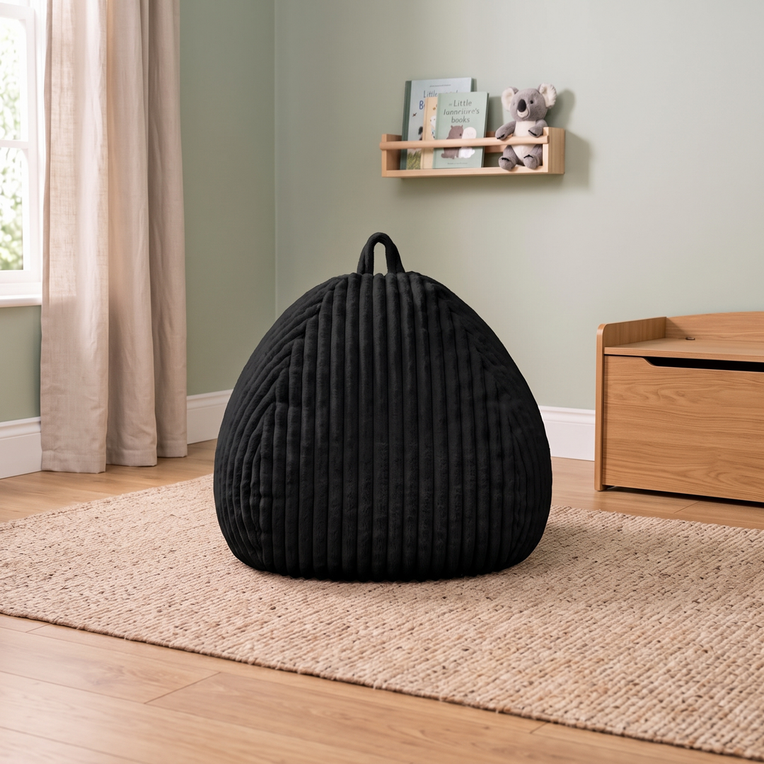 Pouf Poire Fourrure Côtelée Déhoussable - 80x70 Cm