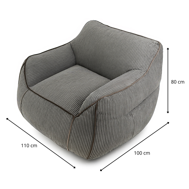 Pouf Fauteuil Velours Côtelé - 100x110 Cm