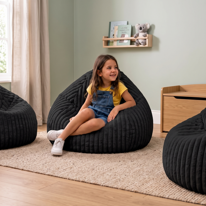 Pouf Poire Fourrure Côtelée Déhoussable - 80x70 Cm
