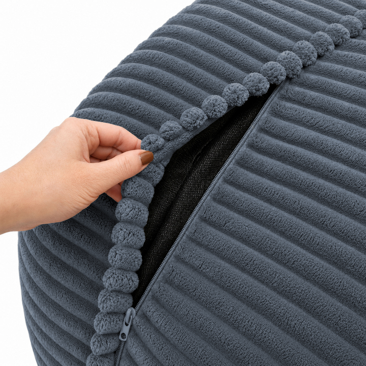 Pouf XXL Déhoussable En Velours Côtelé - 110 X 100 Cm