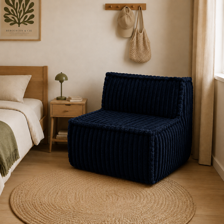 Module central déhoussable - Pour canapé modulable - Fourrure côtelée - 90x82 cm