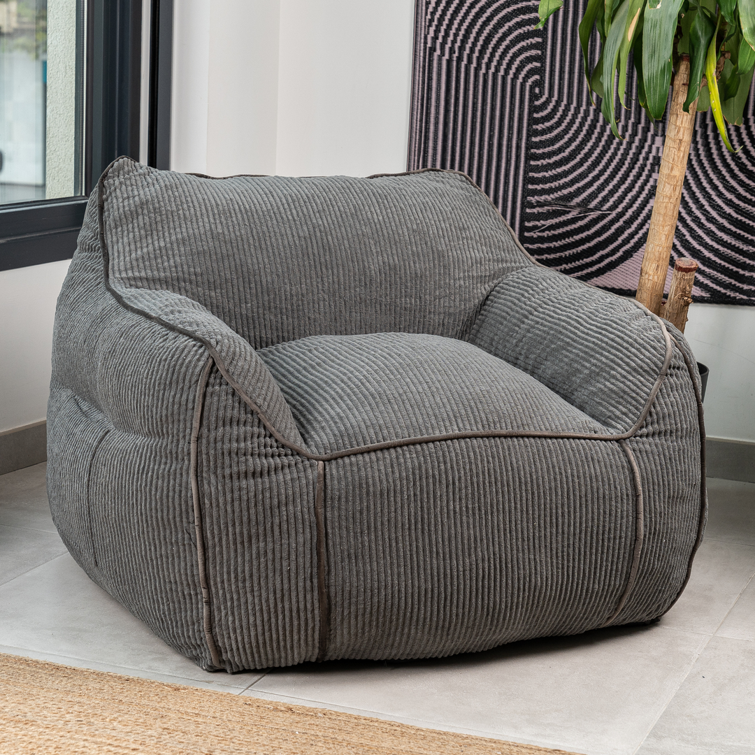 Pouf Fauteuil Velours Côtelé - 100x110 Cm