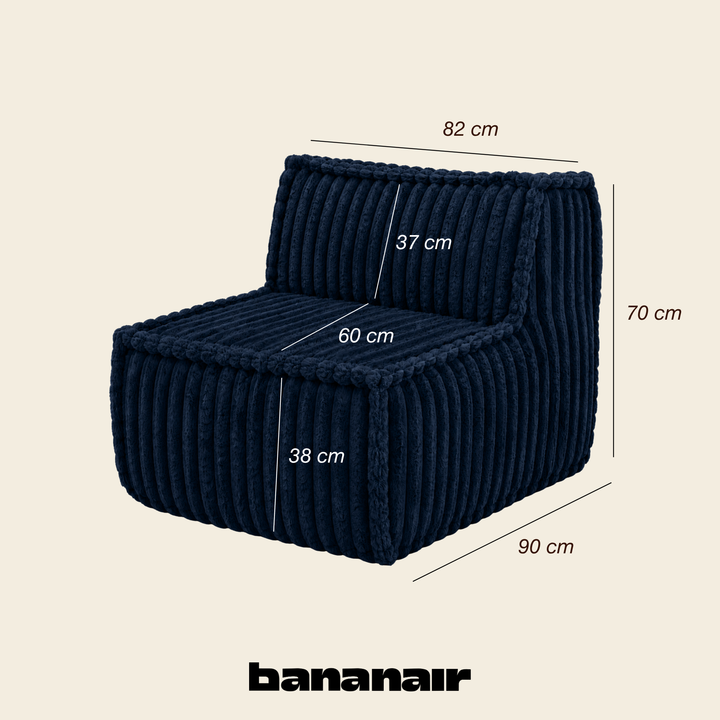 Module central déhoussable - Pour canapé modulable - Fourrure côtelée - 90x82 cm