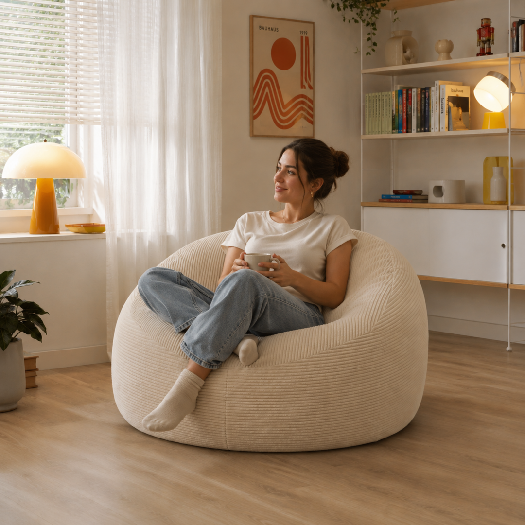 Pouf déhoussable Velours Côtelé Épais - 100cm