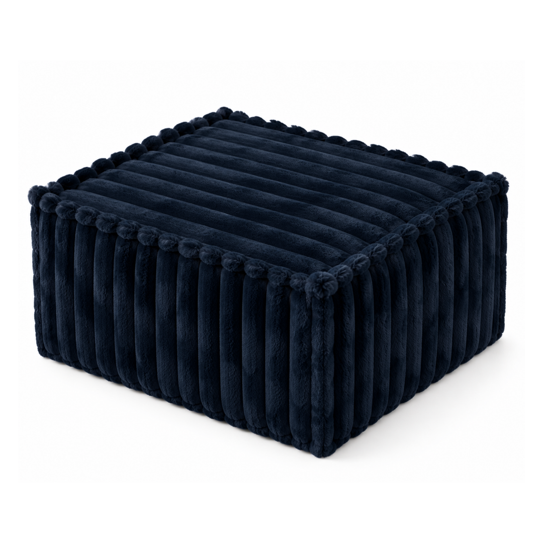 Module méridienne / repose-pieds déhoussable - Pour canapé modulable - Fourrure côtelée - 80x60 cm