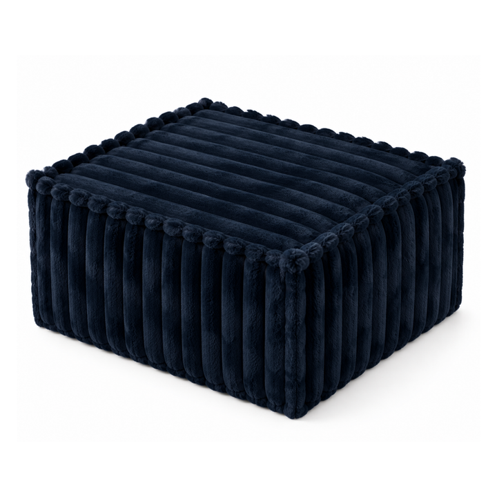 Module méridienne / repose-pieds déhoussable - Pour canapé modulable - Fourrure côtelée - 80x60 cm