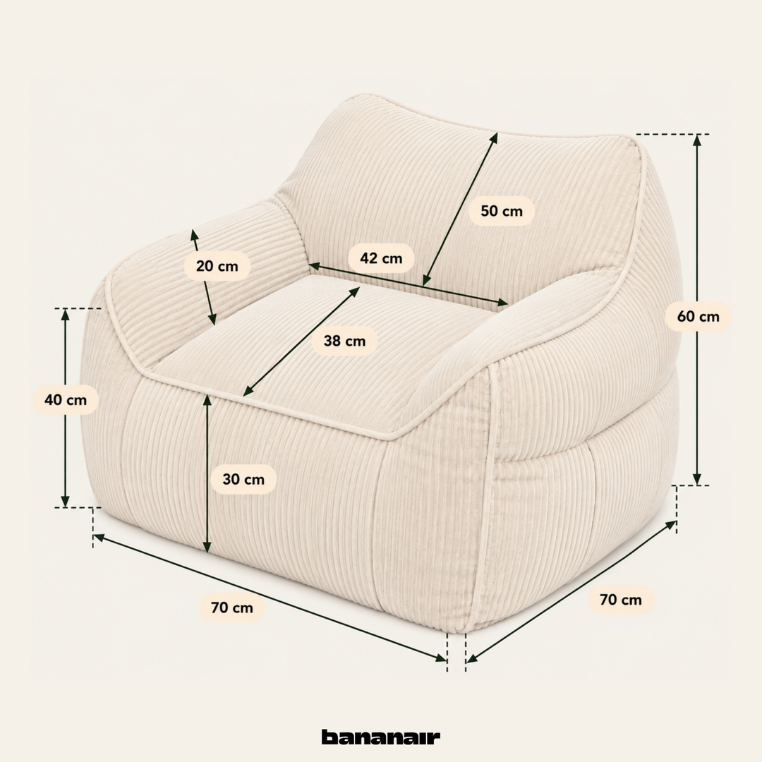 Pouf fauteuil enfant Velours Côtelé - 70x70 cm