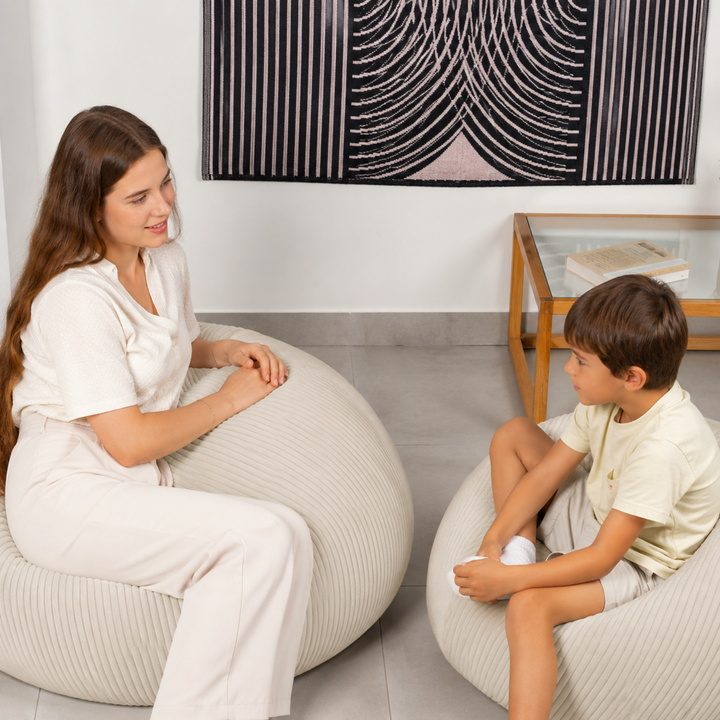 Pouf Poire Velours Côtelé Déhoussable - 120x100 Cm