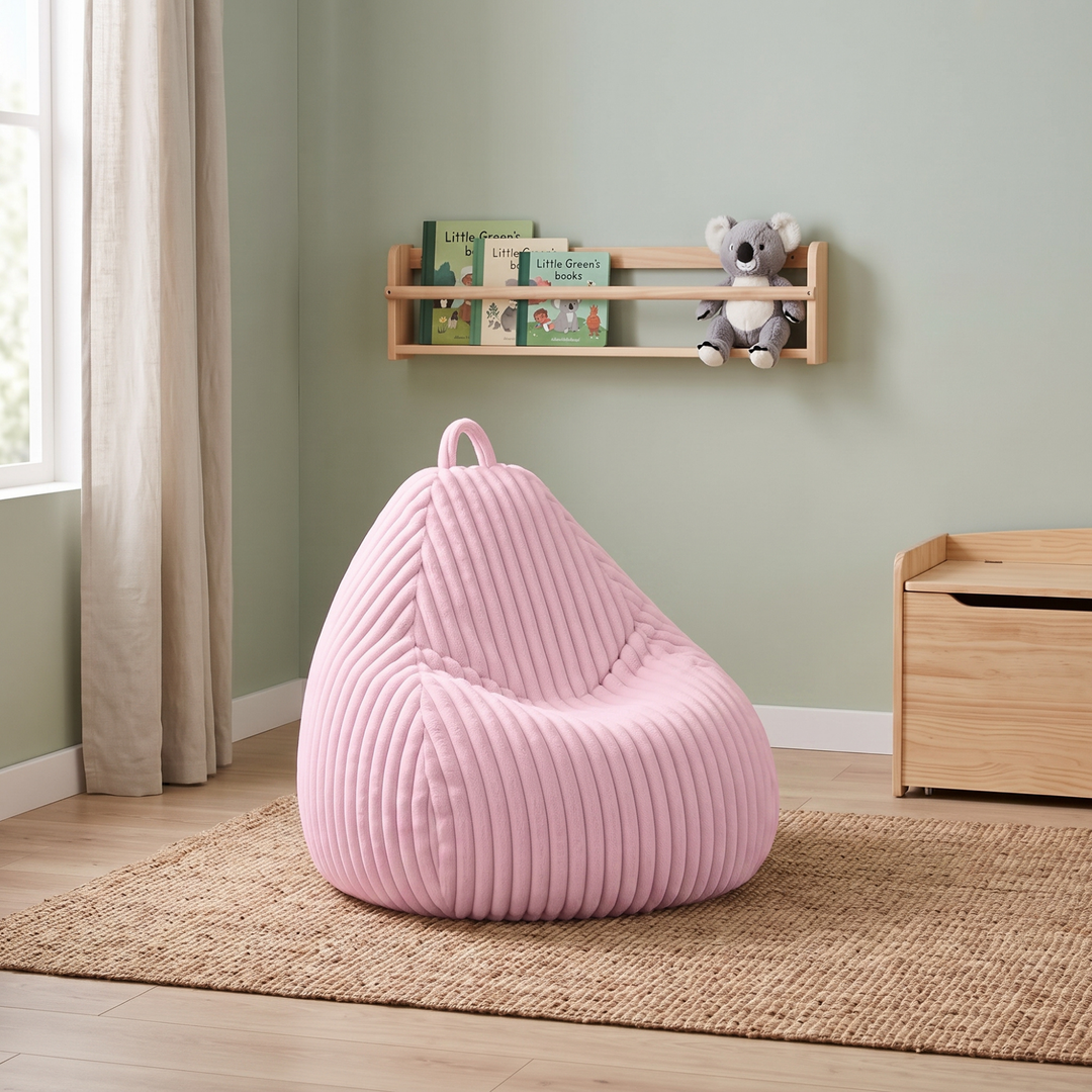 Pouf Poire Fourrure Côtelée Déhoussable - 80x70 Cm