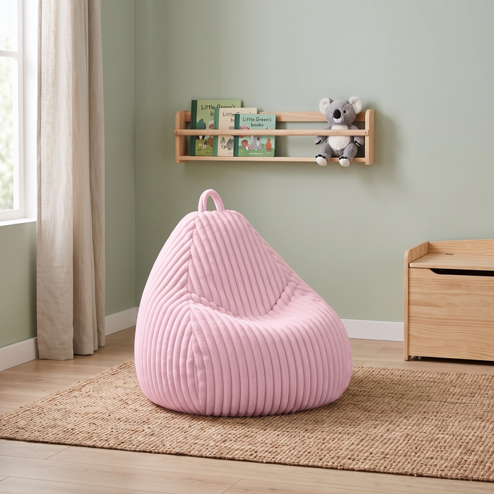 Pouf Poire Fourrure Côtelée Déhoussable - 80x70 Cm