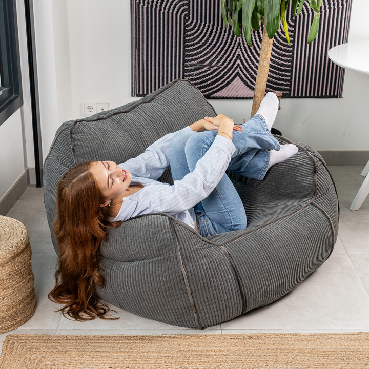 Pouf Fauteuil Velours Côtelé - 100x110 Cm