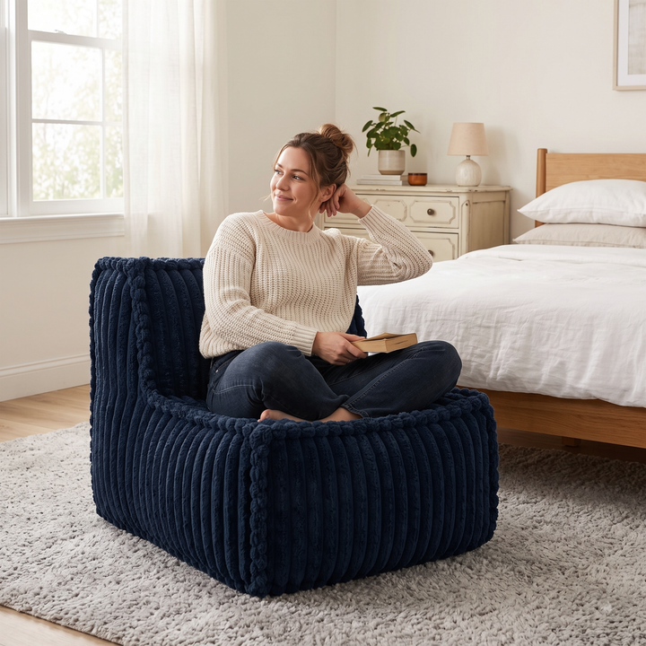Module central déhoussable - Pour canapé modulable - Fourrure côtelée - 90x82 cm
