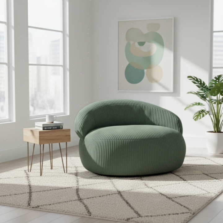 Pouf XXL Déhoussable En Velours Côtelé - 110 X 100 Cm