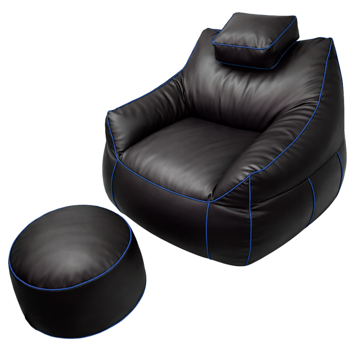 Pouf gaming en similicuir - 100x110 cm + Repose-pieds