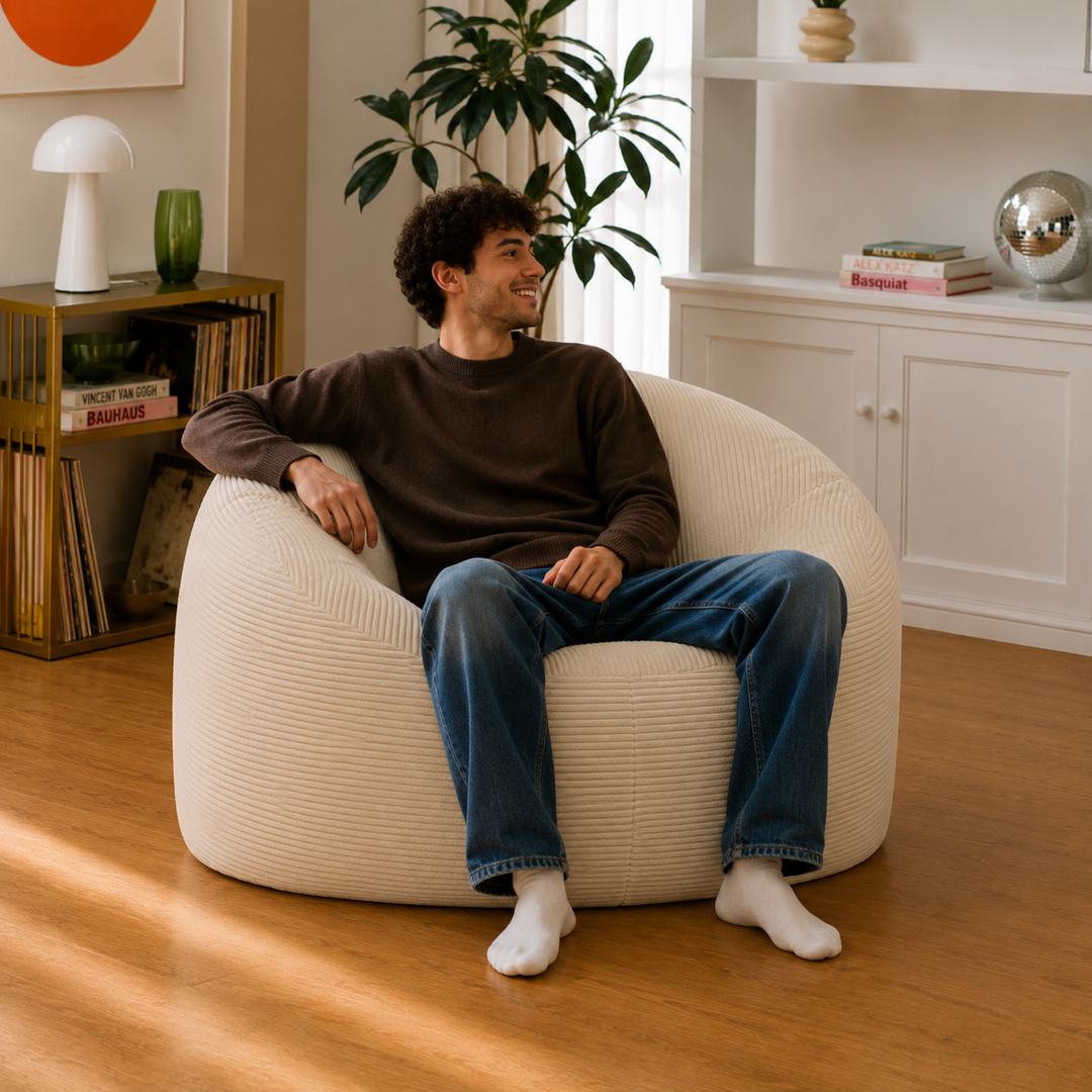 Pouf déhoussable Velours Côtelé Épais - 100cm