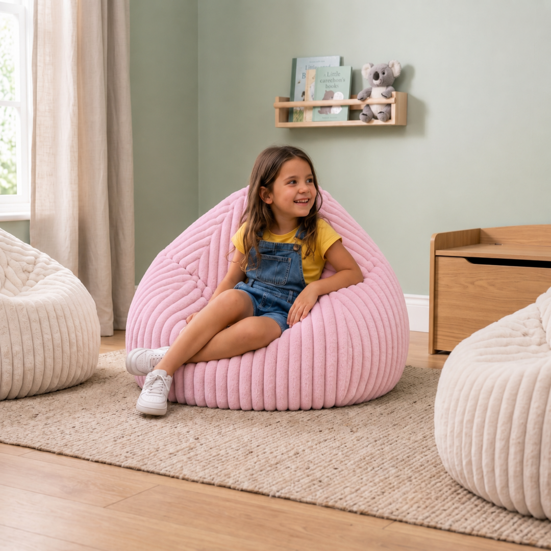 Pouf Poire Fourrure Côtelée Déhoussable - 80x70 Cm