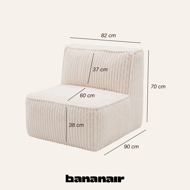 Module central déhoussable - Pour canapé modulable - Velours côtelé - 90x82 cm