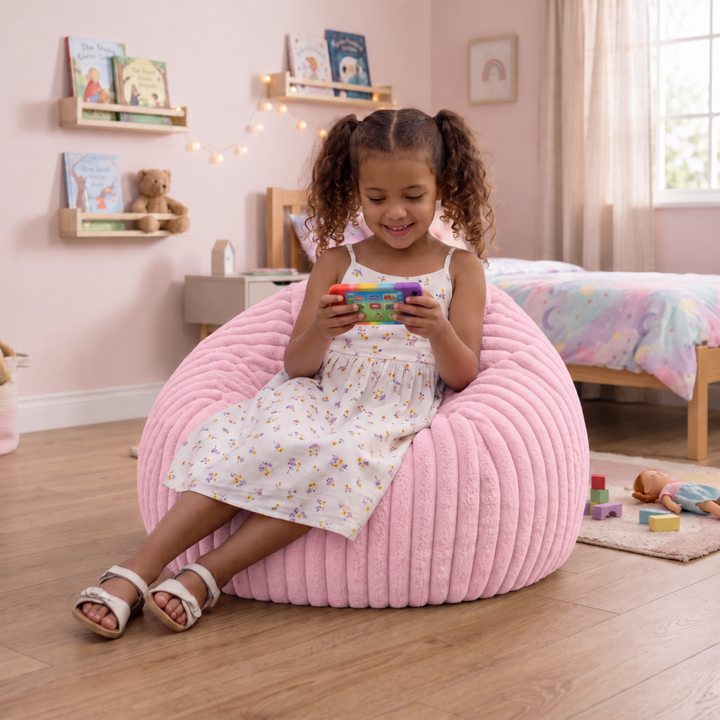 Pouf Poire Fourrure Côtelée Déhoussable - 80x70 Cm