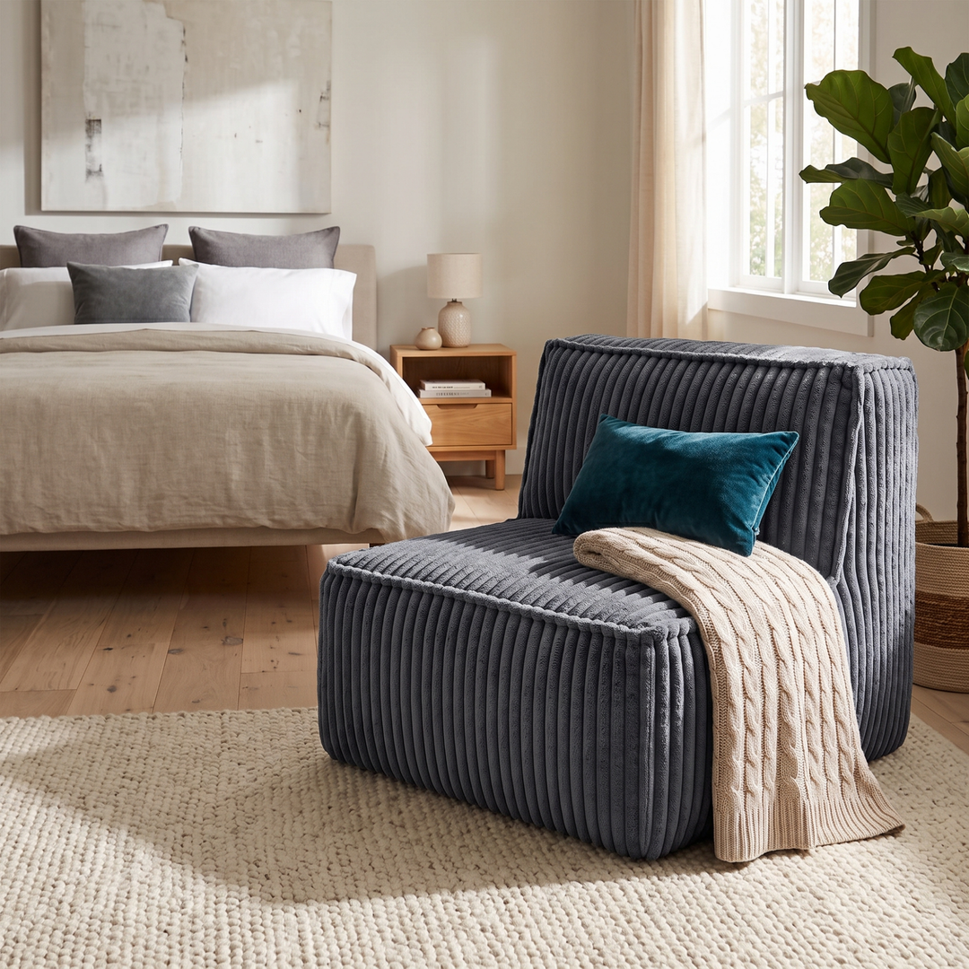 Module central déhoussable - Pour canapé modulable - Velours côtelé - 90x82 cm