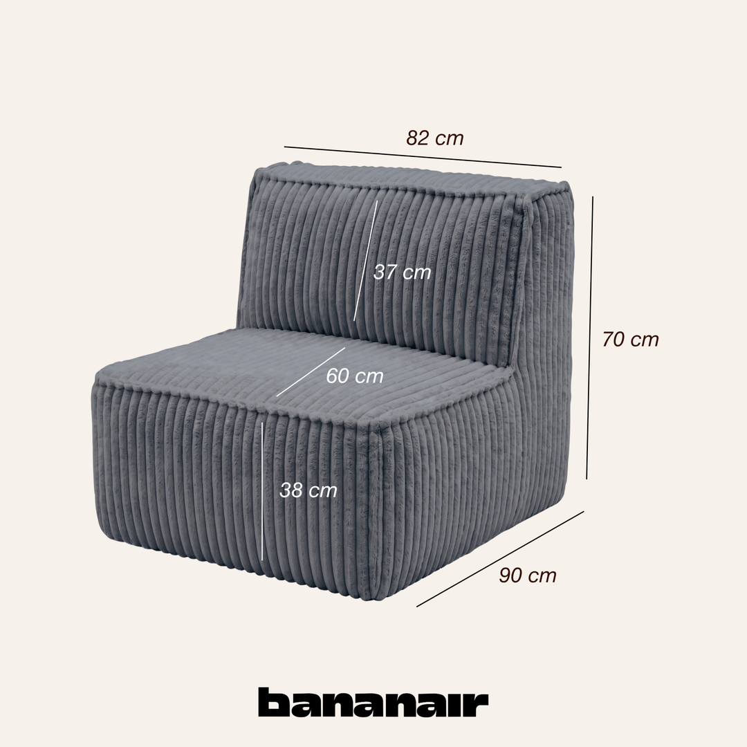 Module central déhoussable - Pour canapé modulable - Velours côtelé - 90x82 cm