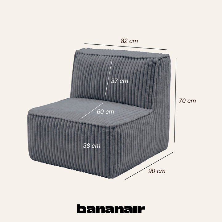 Module central déhoussable - Pour canapé modulable - Velours côtelé - 90x82 cm