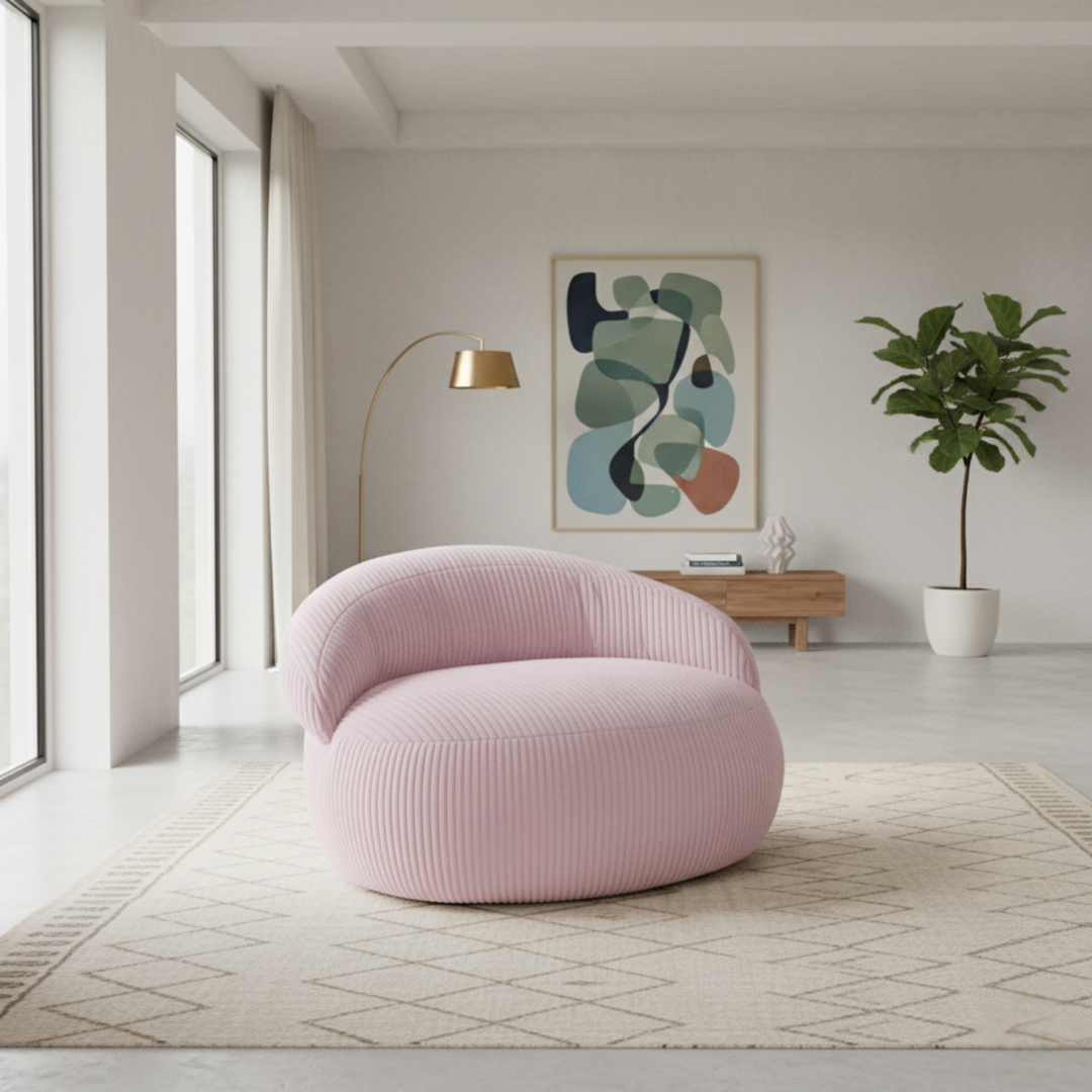 Pouf XXL Déhoussable En Velours Côtelé - 110 X 100 Cm
