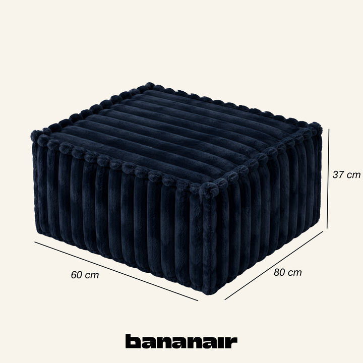 Module méridienne / repose-pieds déhoussable - Pour canapé modulable - Fourrure côtelée - 80x60 cm