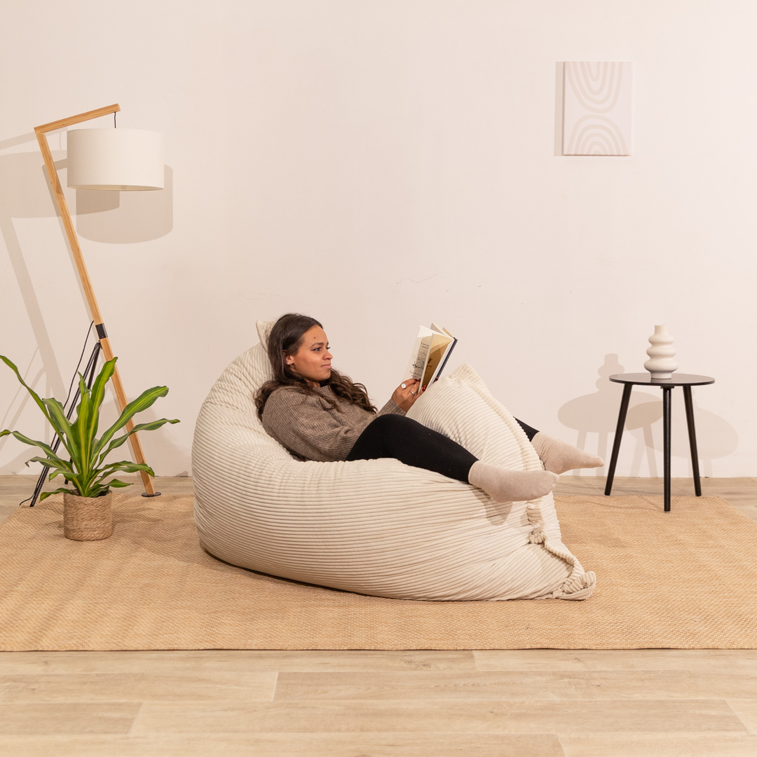 Pouf Velours Côtelé Déhoussable - 140x180 Cm
