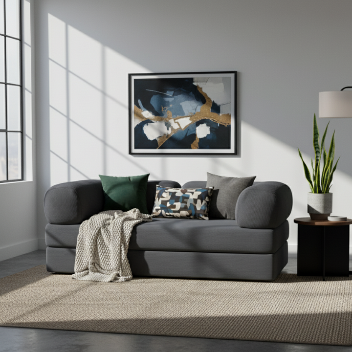 Canapé Lit Compressé Modulable 2 Places Velours Côtelé - 90 X 180 Cm
