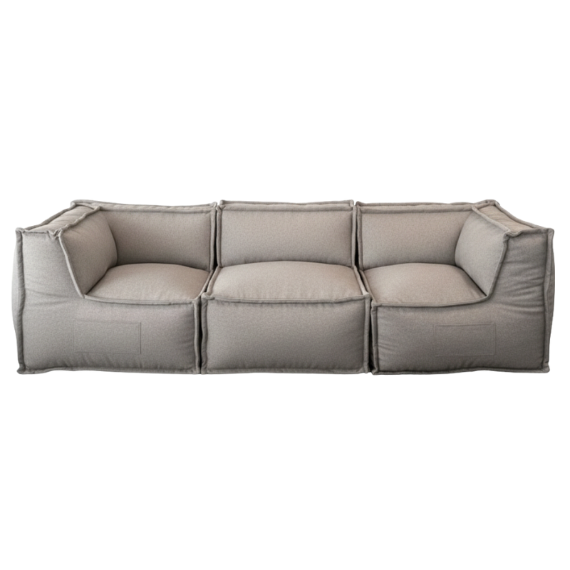 Canapé Modulable 3 Places - Effet Lin - 90x262 Cm