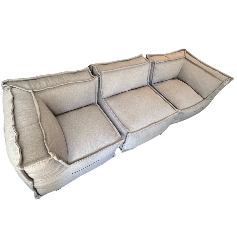 Canapé Modulable 3 Places - Effet Lin - 90x262 Cm