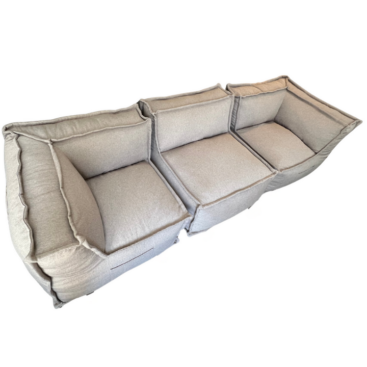 Canapé Modulable 3 Places - Effet Lin - 90x262 Cm