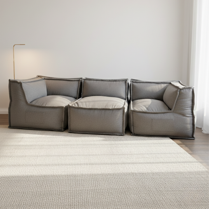 Canapé Modulable 3 Places - Effet Lin - 90x262 Cm