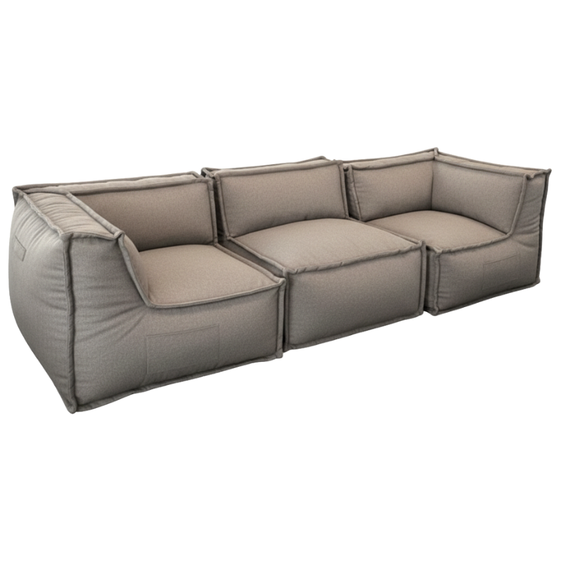 Canapé Modulable 3 Places - Effet Lin - 90x262 Cm